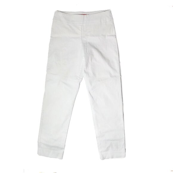 Krazy Larry Pull On Ankle Pants White Stretch Resortwear Slacks Summer Vacation - Picture 5 of 6